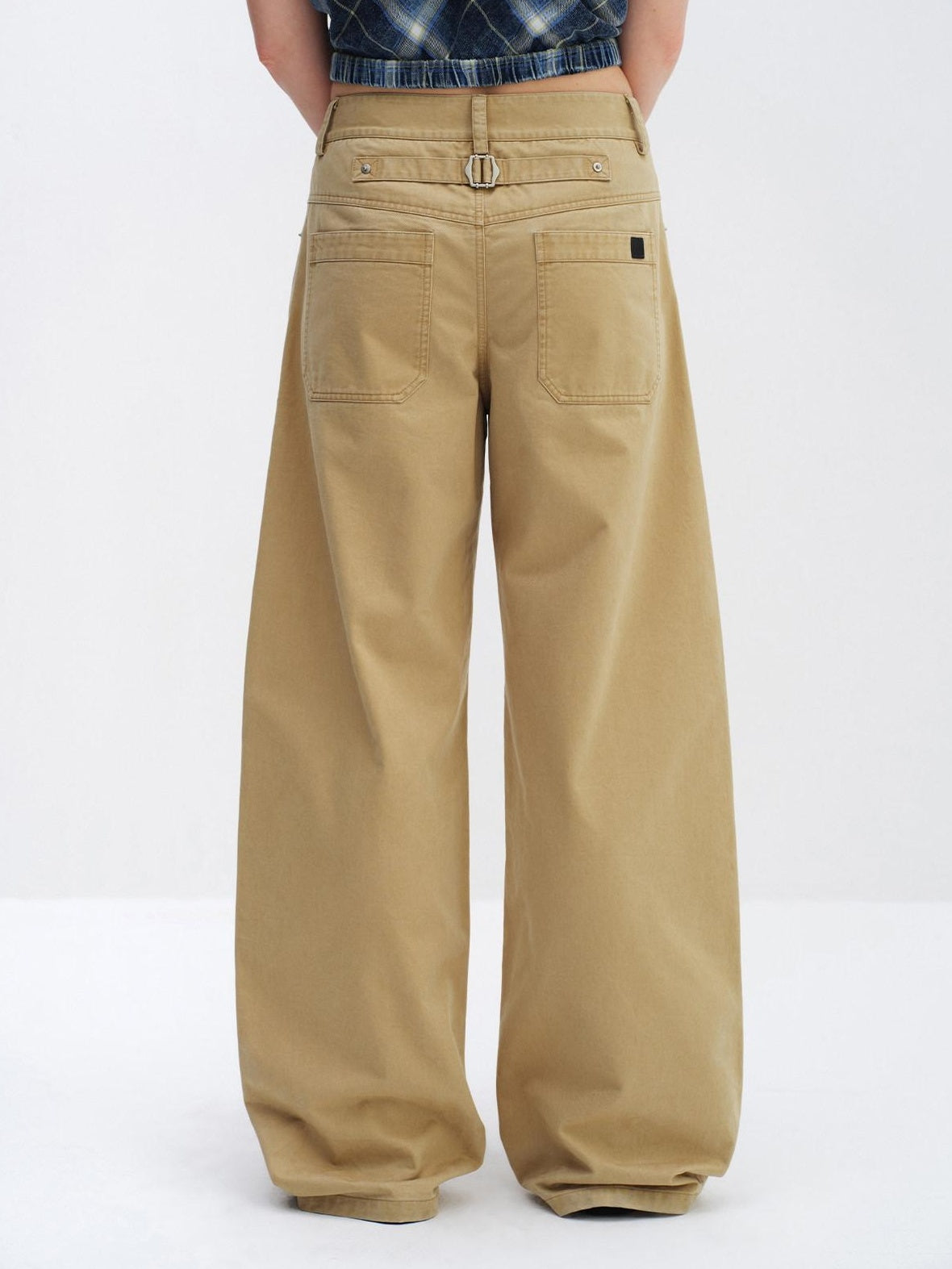 RUN TO THE FUTURE 100 Percent Cotton Mid Low Rise Button Fly Casual Khaki Unisex Wide-Leg Pants