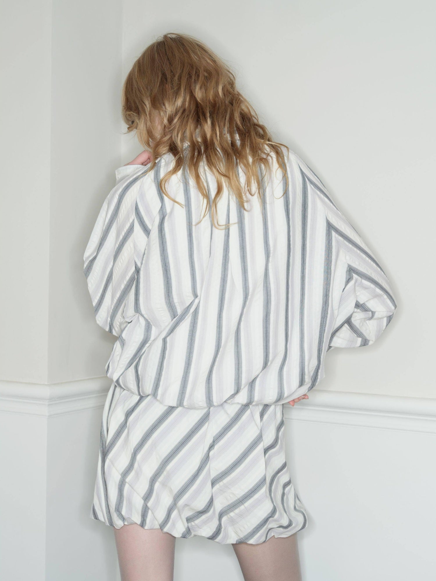 RUN TO THE FUTURE 100 Percent Cotton Two Piece Set Vintage Striped Casual Women Everyday Shirts