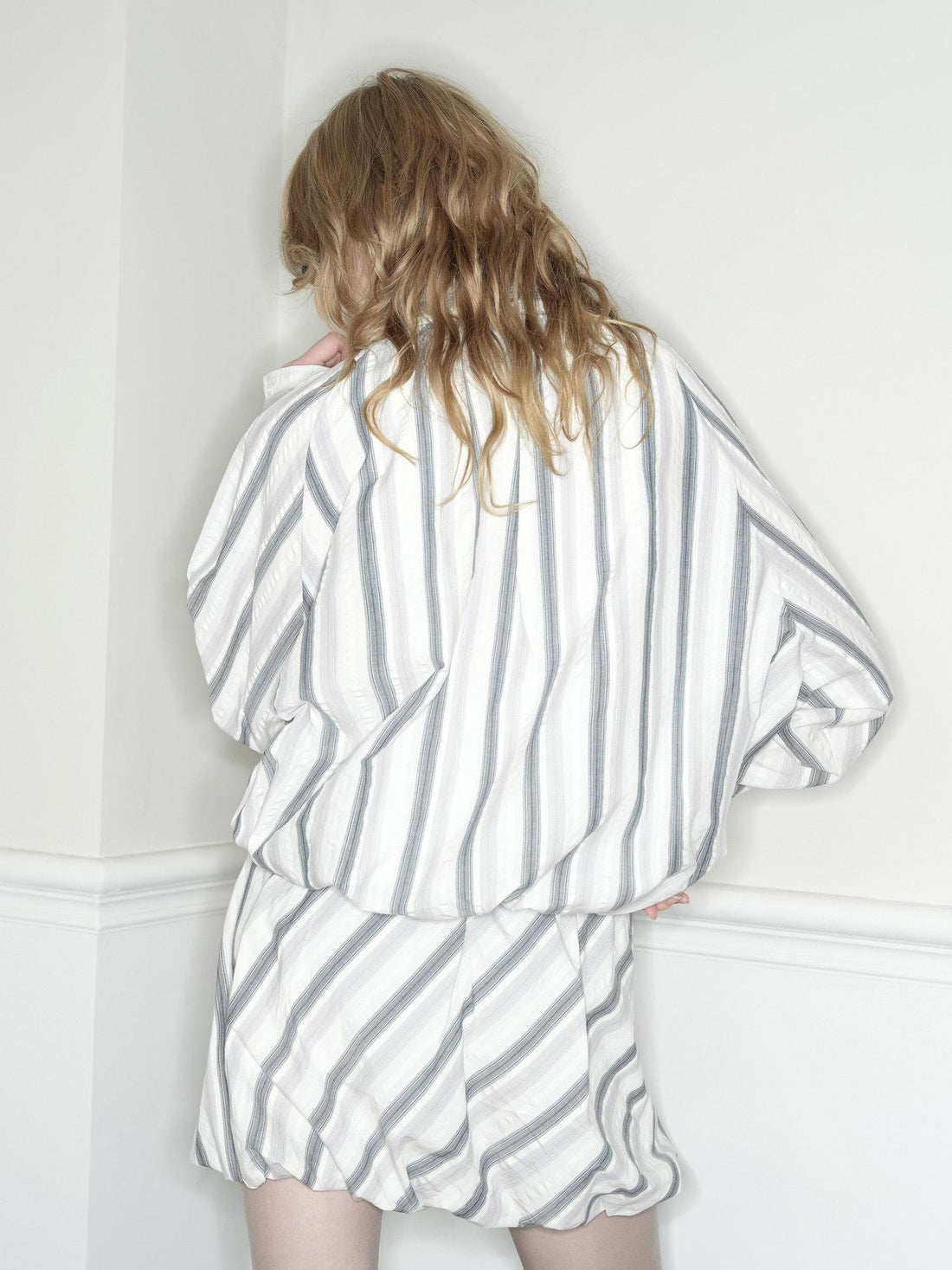 RUN TO THE FUTURE 100 Percent Cotton Two Piece Set Vintage Striped Casual Women Everyday Shirts