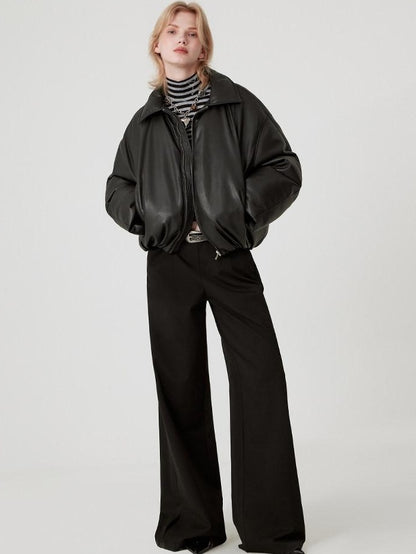 RUN TO THE FUTURE 90% White Duck Down Warm Vintage Commuter Straight Pu Zipper Down Jackets