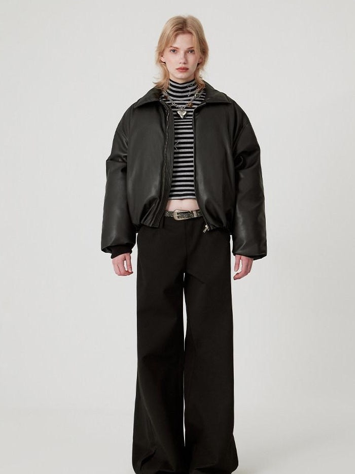 RUN TO THE FUTURE 90% White Duck Down Warm Vintage Commuter Straight Pu Zipper Down Jackets