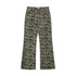 RUN TO THE FUTURE Asymmetric Camo Washed Cotton Casual Flare Loose Womens Mid Rise Straight Pants