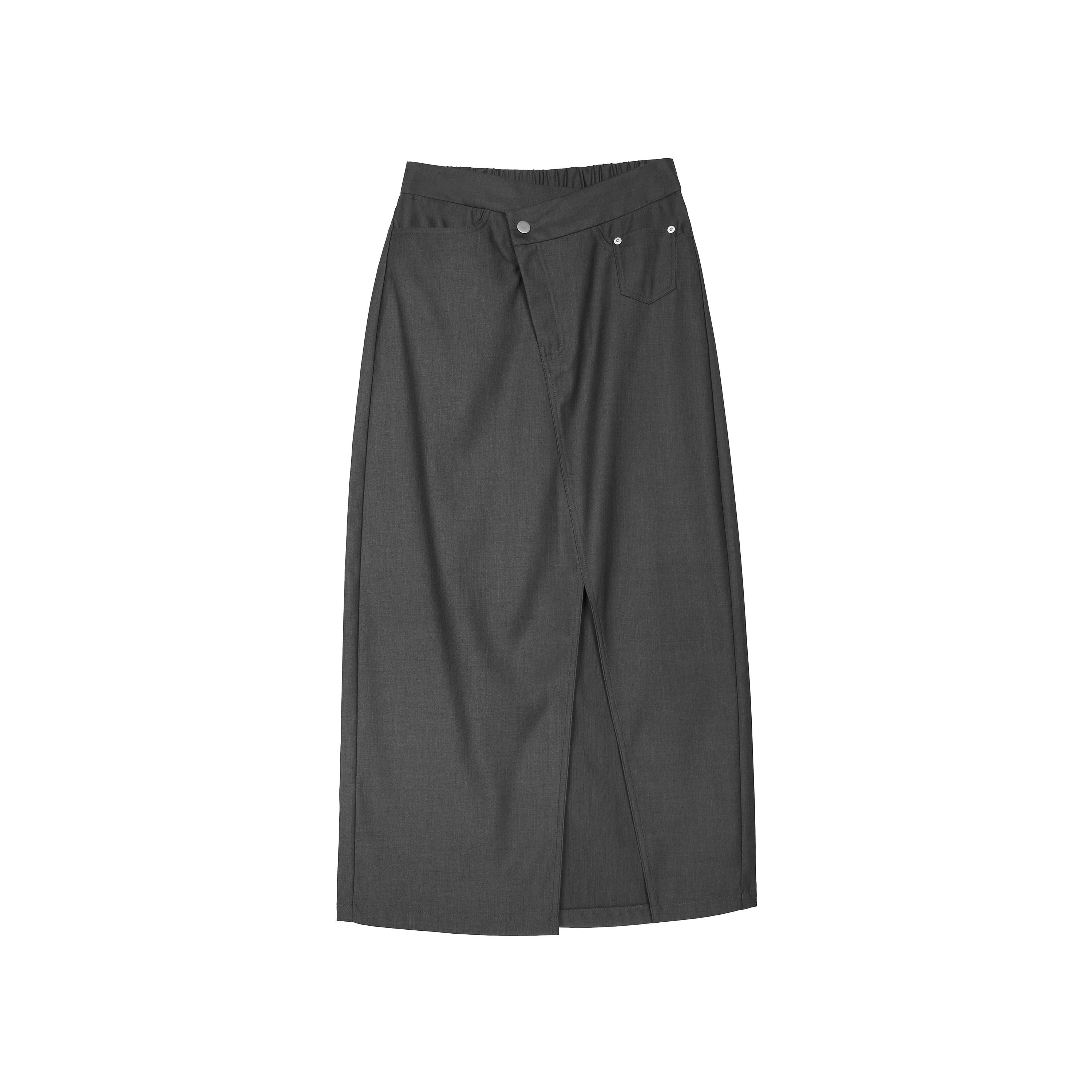 RUN_TO_THE_FUTURE_Asymmetric_H_Line_Ladylike_Mid_Waist_Office_Grey_Poly_Cotton_Maxi_Skirts_MISSTT