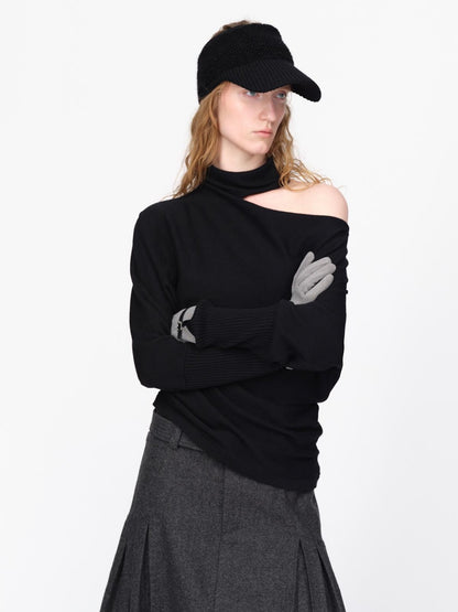 RUN TO THE FUTURE Asymmetric High Neck Long Sleeve Women&