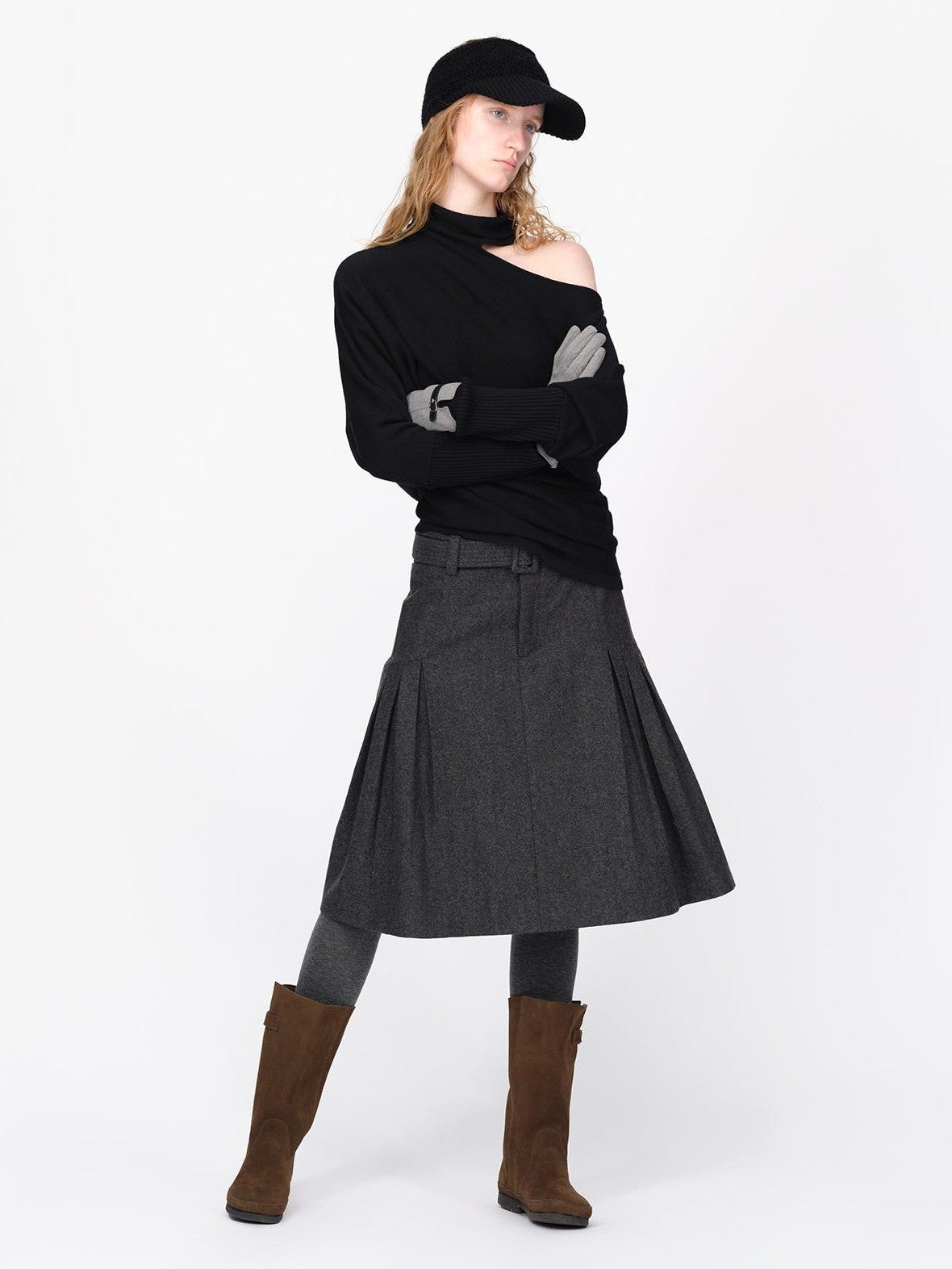 RUN TO THE FUTURE Asymmetric High Neck Long Sleeve Women&