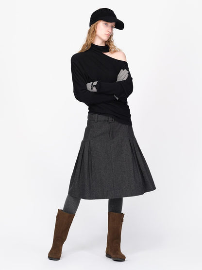 RUN TO THE FUTURE Asymmetric High Neck Long Sleeve Women&
