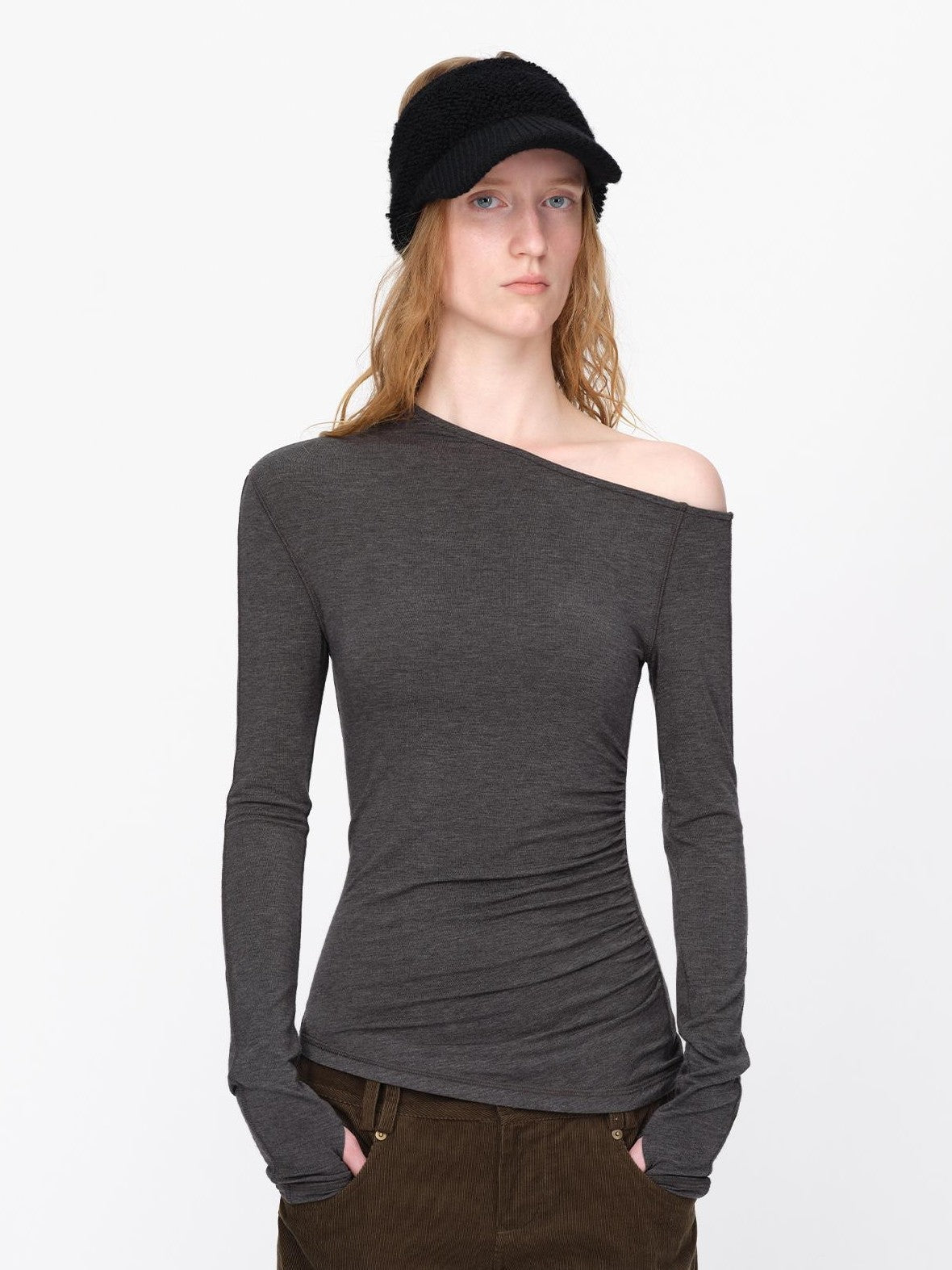 RUN TO THE FUTURE Asymmetric One Shoulder Wool Blend Women&