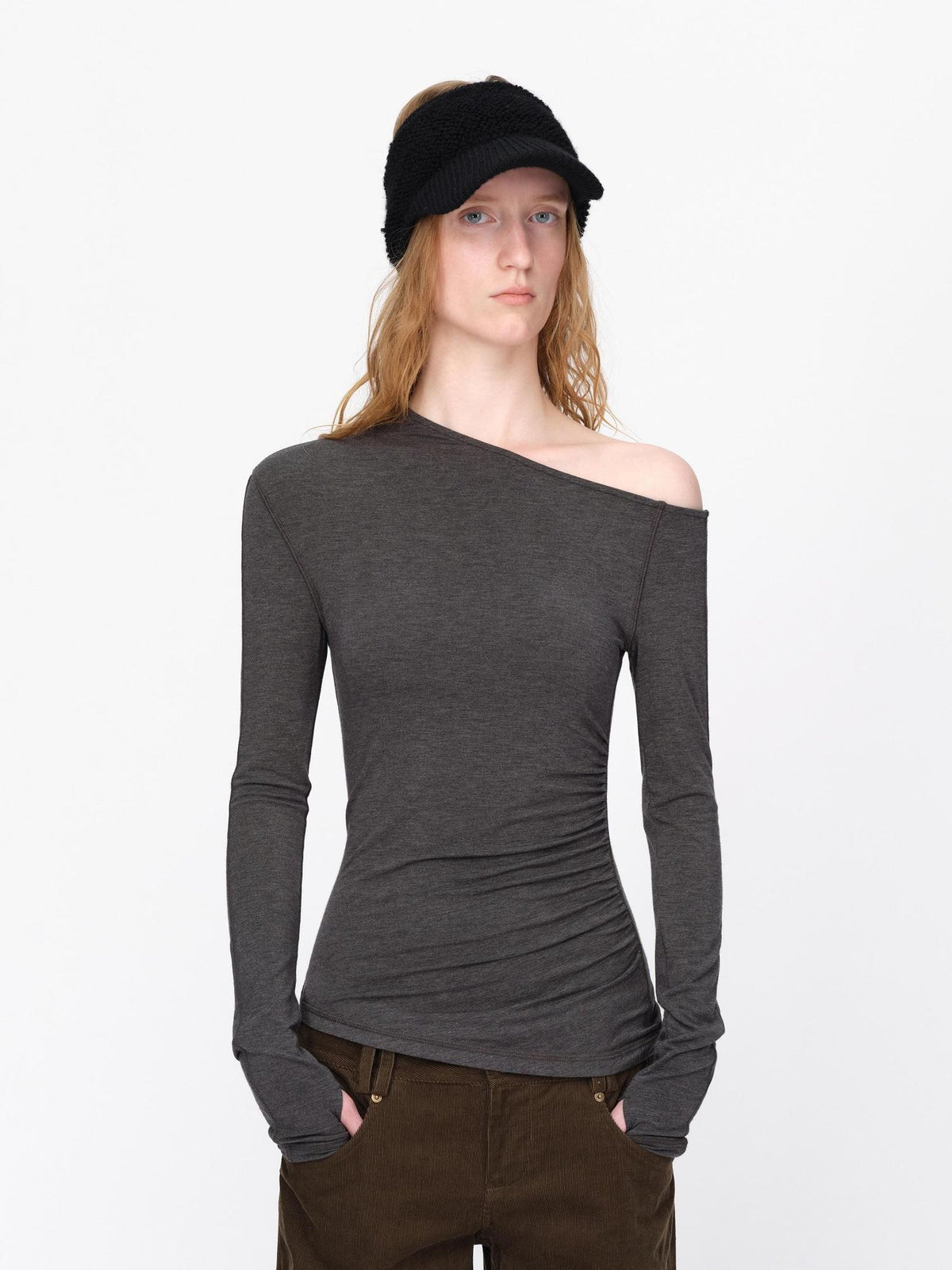 RUN TO THE FUTURE Asymmetric One Shoulder Wool Blend Women&