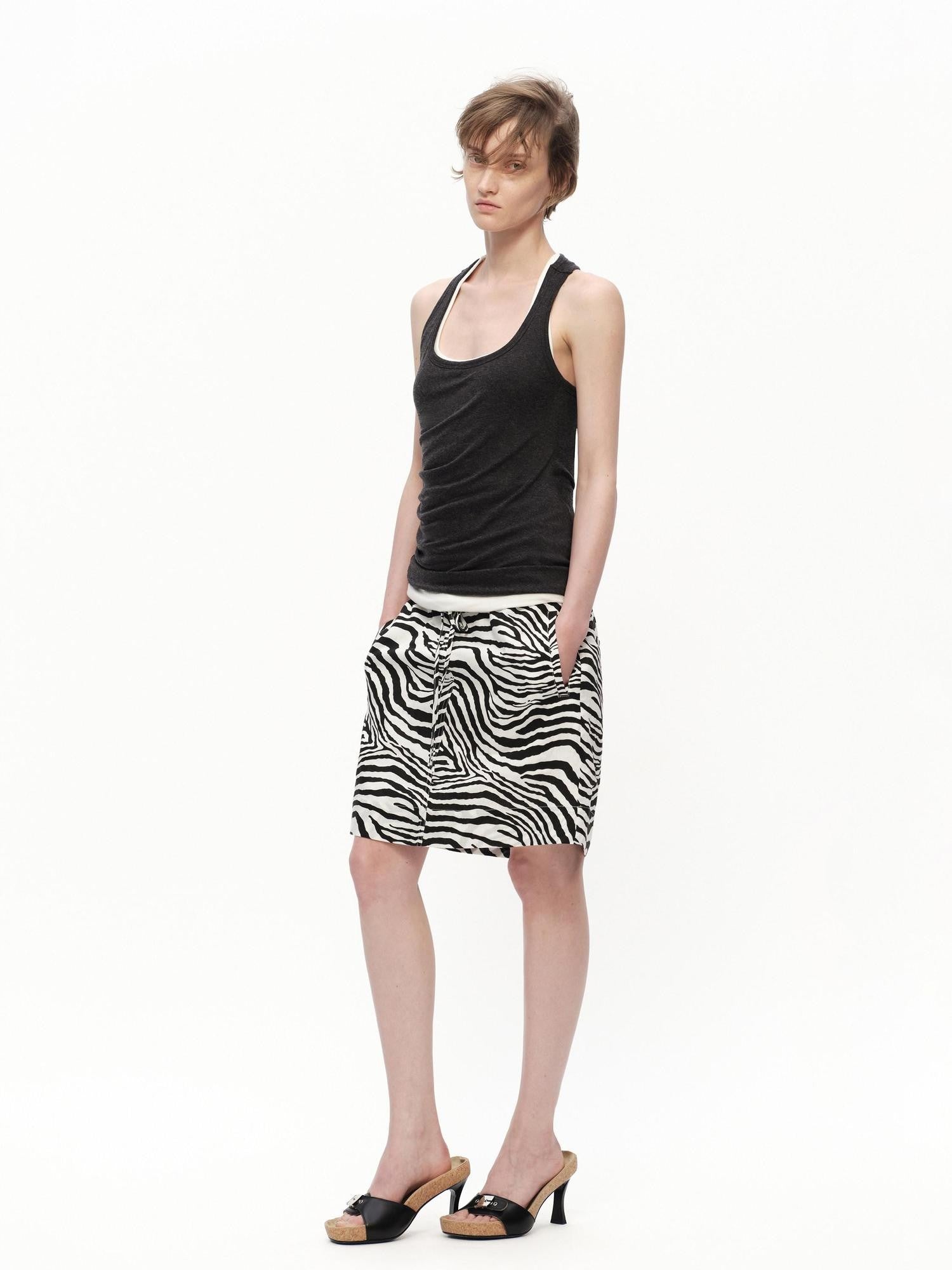 RUN TO THE FUTURE Asymmetric Ruched U Neck Racerback Women&