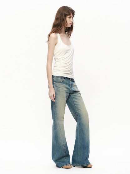 RUN TO THE FUTURE Asymmetric Ruched U Neck Racerback Women&
