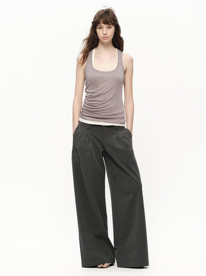 RUN TO THE FUTURE Asymmetric Ruched U Neck Racerback Women&