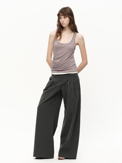RUN TO THE FUTURE Asymmetric Ruched U Neck Racerback Women&