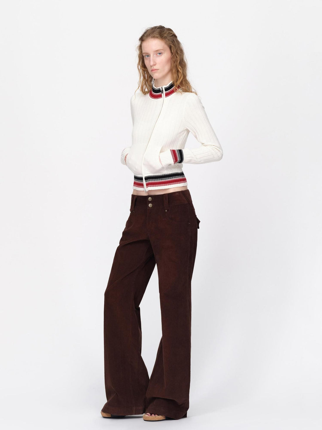 RUN TO THE FUTURE Asymmetric Zip Ribbed Knit Cardigan Women&
