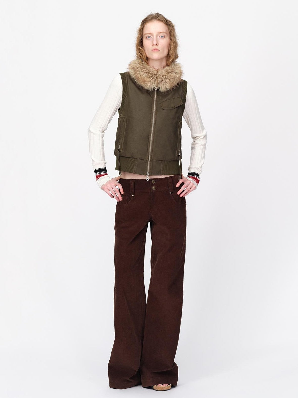 RUN TO THE FUTURE Asymmetric Zip Ribbed Knit Cardigan Women&