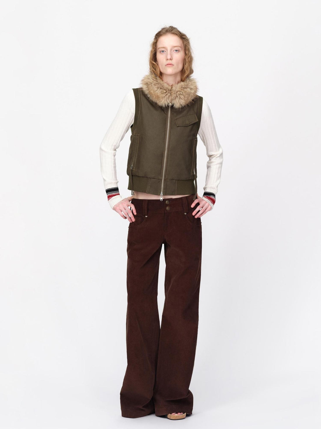 RUN TO THE FUTURE Asymmetric Zip Ribbed Knit Cardigan Women&