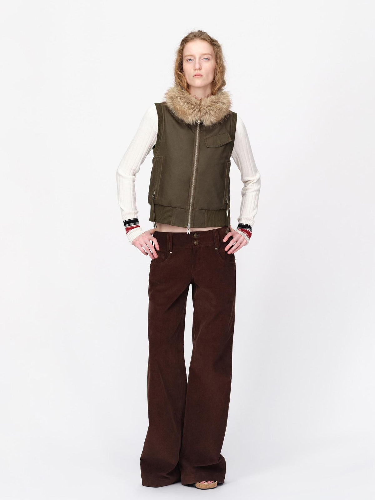 RUN TO THE FUTURE Asymmetric Zip Ribbed Knit Cardigan Women&
