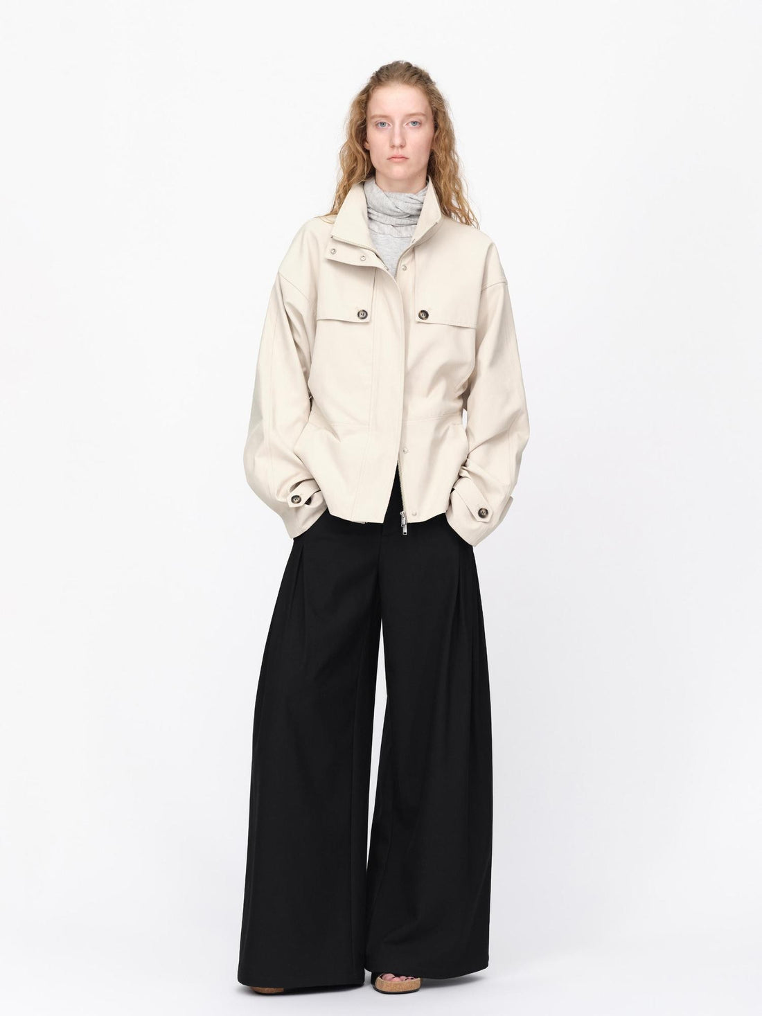 RUN TO THE FUTURE Batwing Sleeve Cropped Loose Fit Cotton Blend Women&