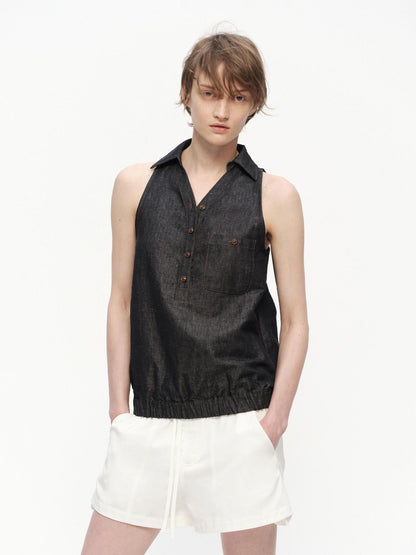 RUN TO THE FUTURE Beige Lapel Sleeveless Women&
