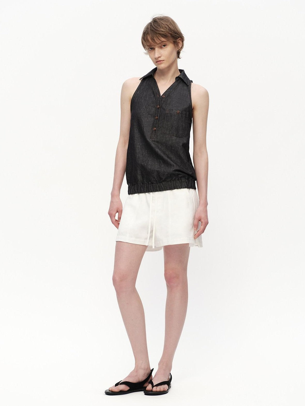 RUN TO THE FUTURE Beige Lapel Sleeveless Women&