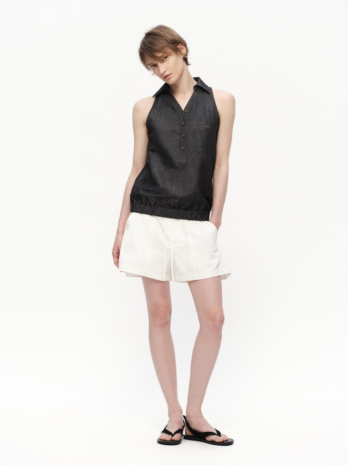 RUN TO THE FUTURE Beige Lapel Sleeveless Women&