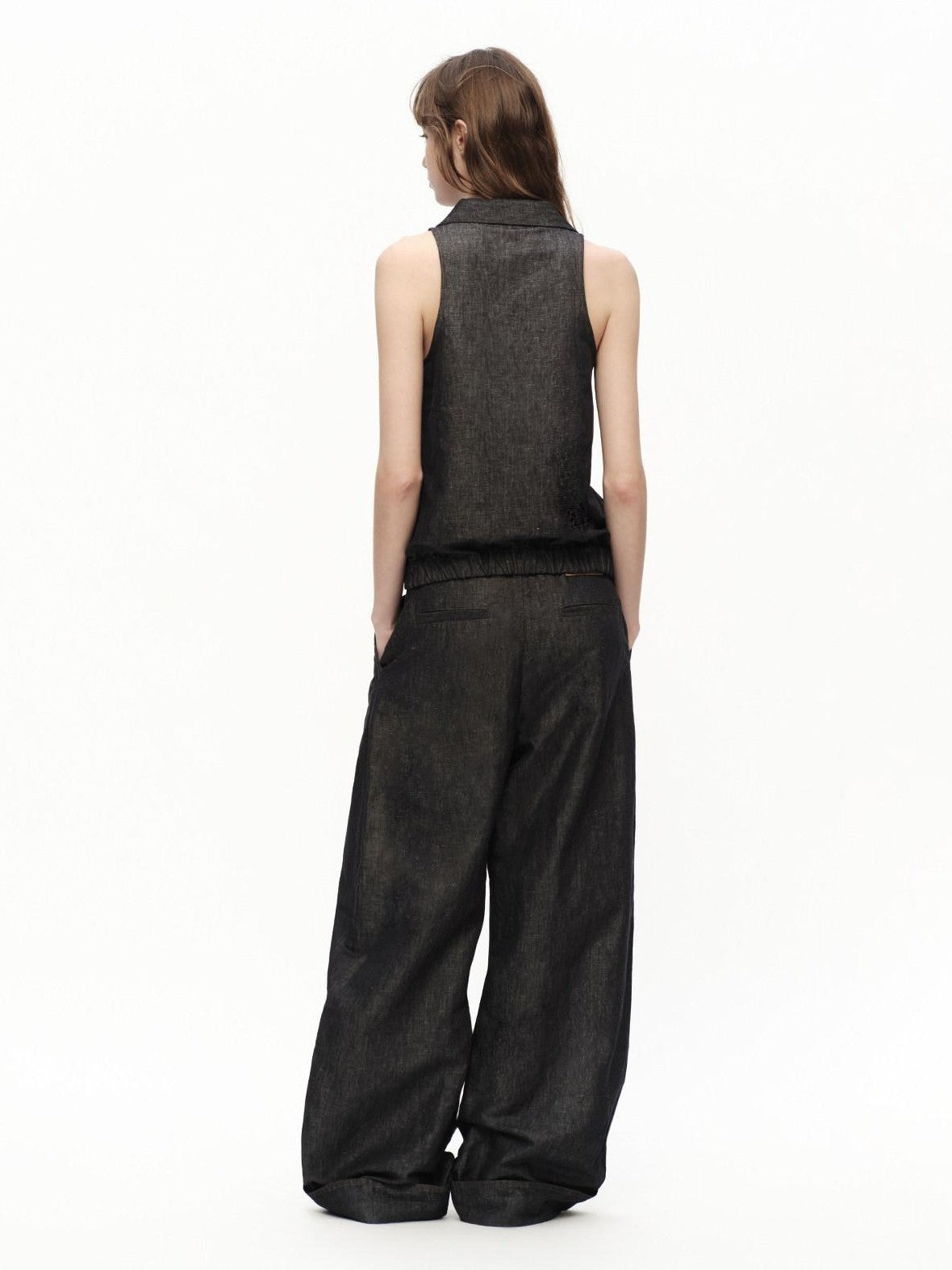 RUN TO THE FUTURE Beige Lapel Sleeveless Women&