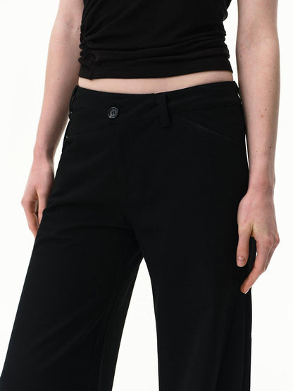 RUN TO THE FUTURE Black Asymmetric Pleated Women&