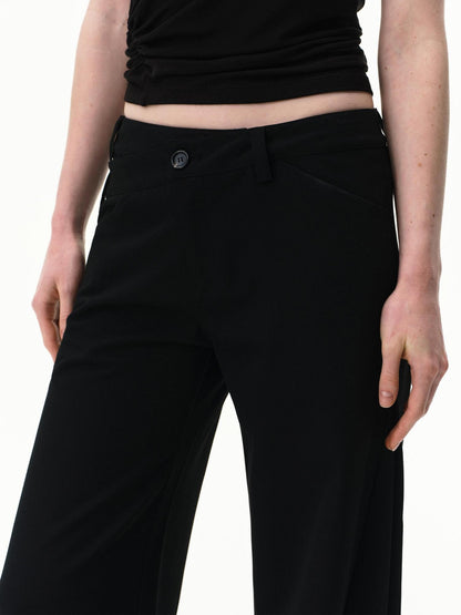 RUN TO THE FUTURE Black Asymmetric Pleated Women&