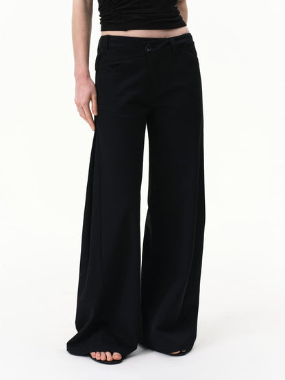 RUN TO THE FUTURE Black Asymmetric Pleated Women&