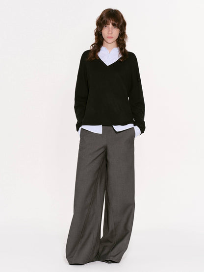 RUN TO THE FUTURE Black Faux Layered Spliced Polo Collar Women&