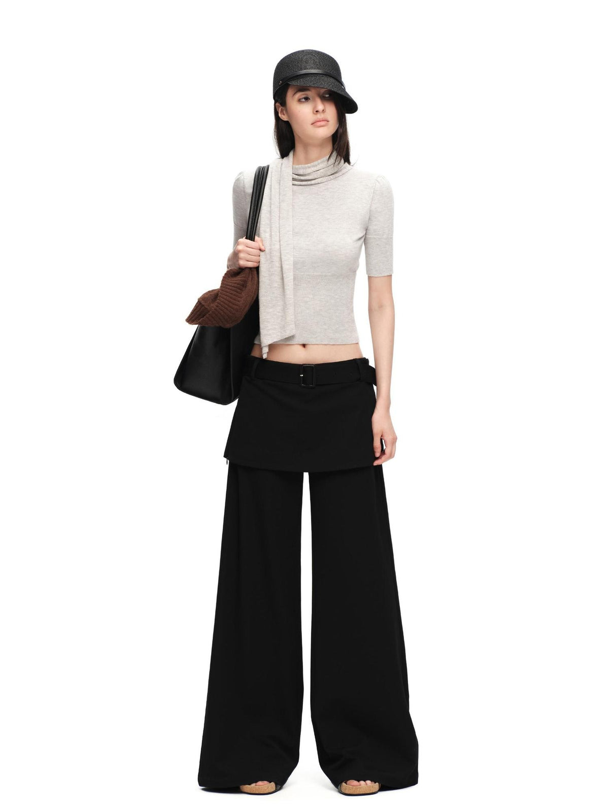 RUN TO THE FUTURE Black Faux Two Piece Wide Leg Women&