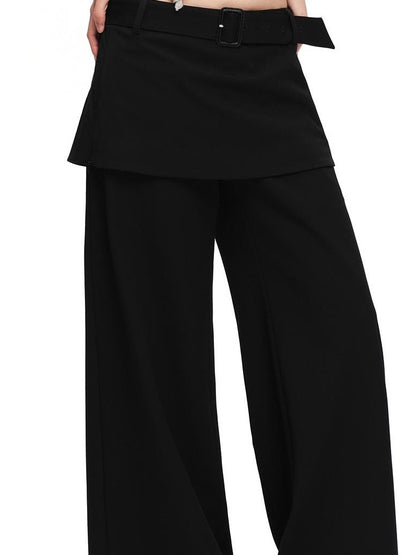 RUN TO THE FUTURE Black Faux Two Piece Wide Leg Women&
