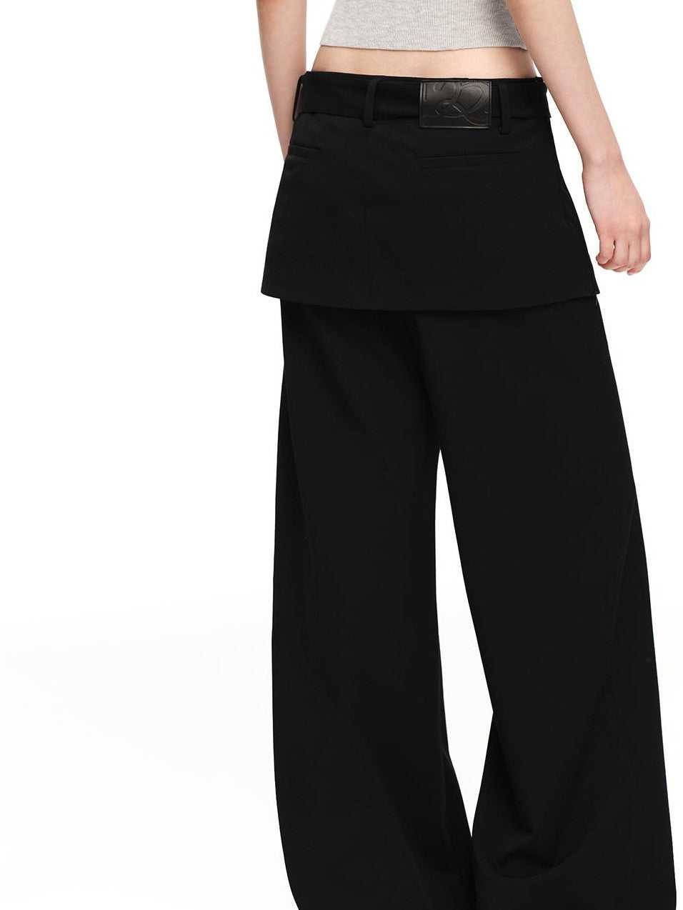 RUN TO THE FUTURE Black Faux Two Piece Wide Leg Women&