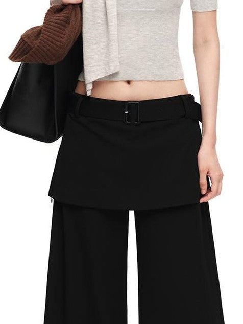 RUN TO THE FUTURE Black Faux Two Piece Wide Leg Women&
