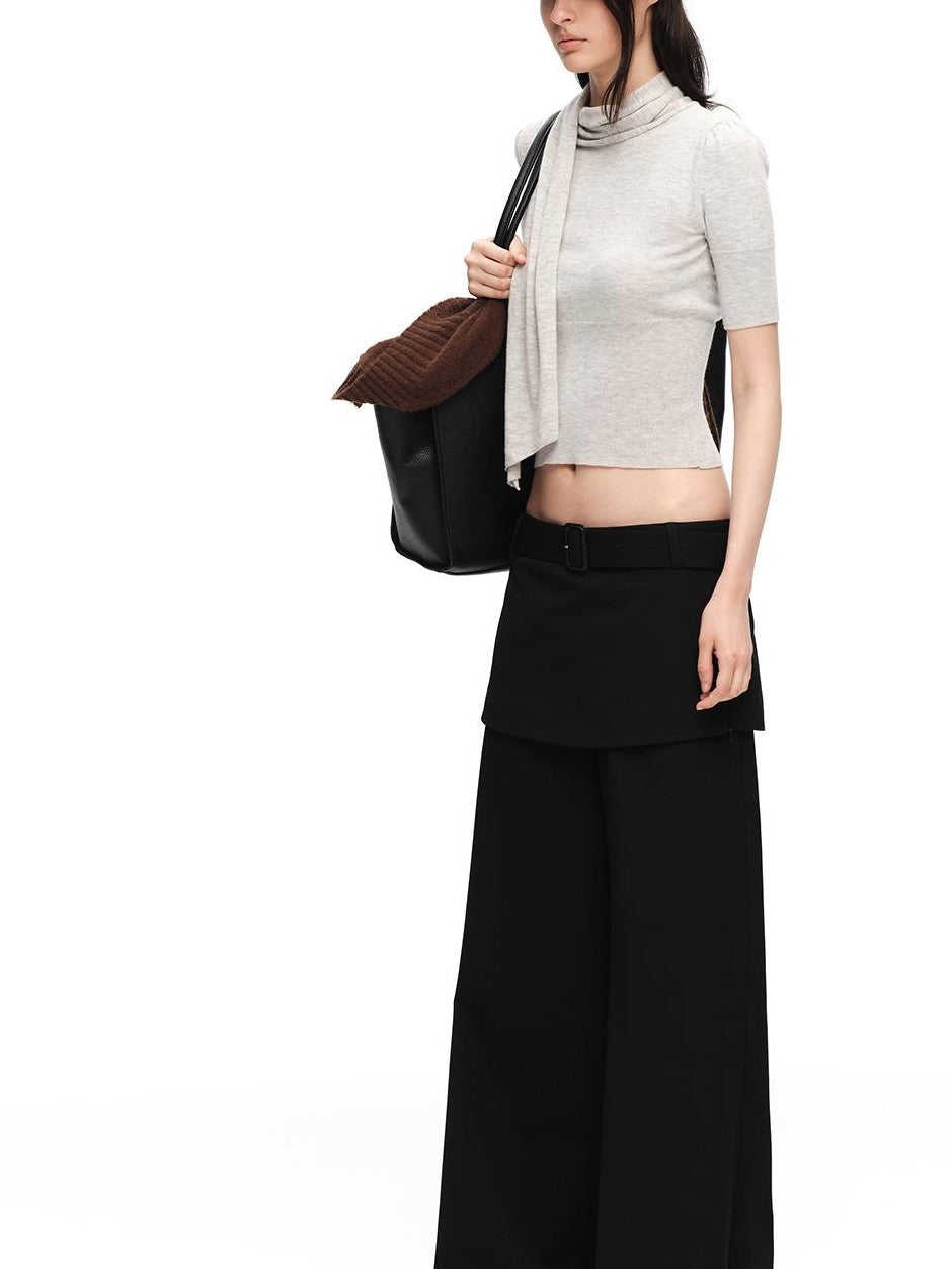 RUN TO THE FUTURE Black Faux Two Piece Wide Leg Women&