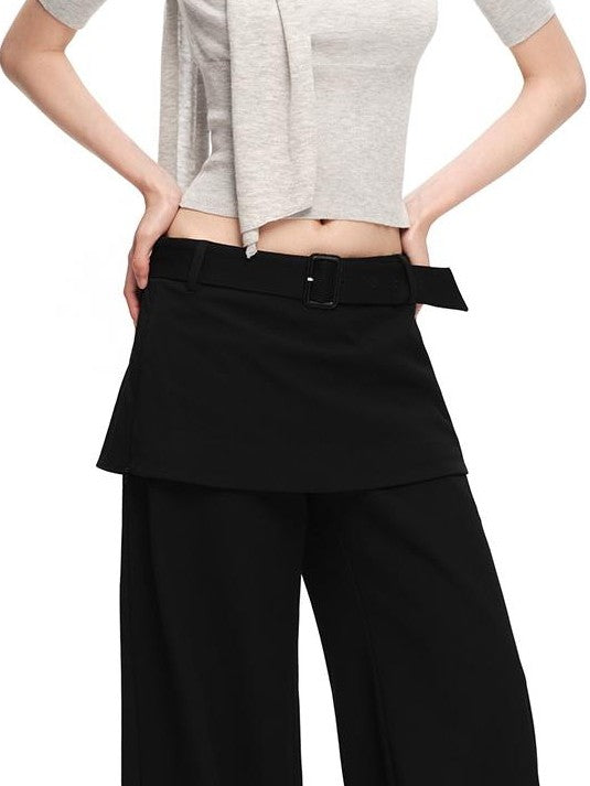 RUN TO THE FUTURE Black Faux Two Piece Wide Leg Women&