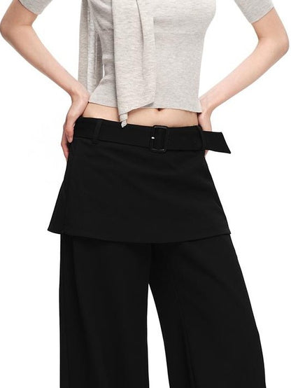 RUN TO THE FUTURE Black Faux Two Piece Wide Leg Women&