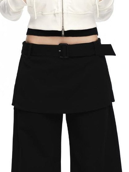 RUN TO THE FUTURE Black Faux Two Piece Wide Leg Women&