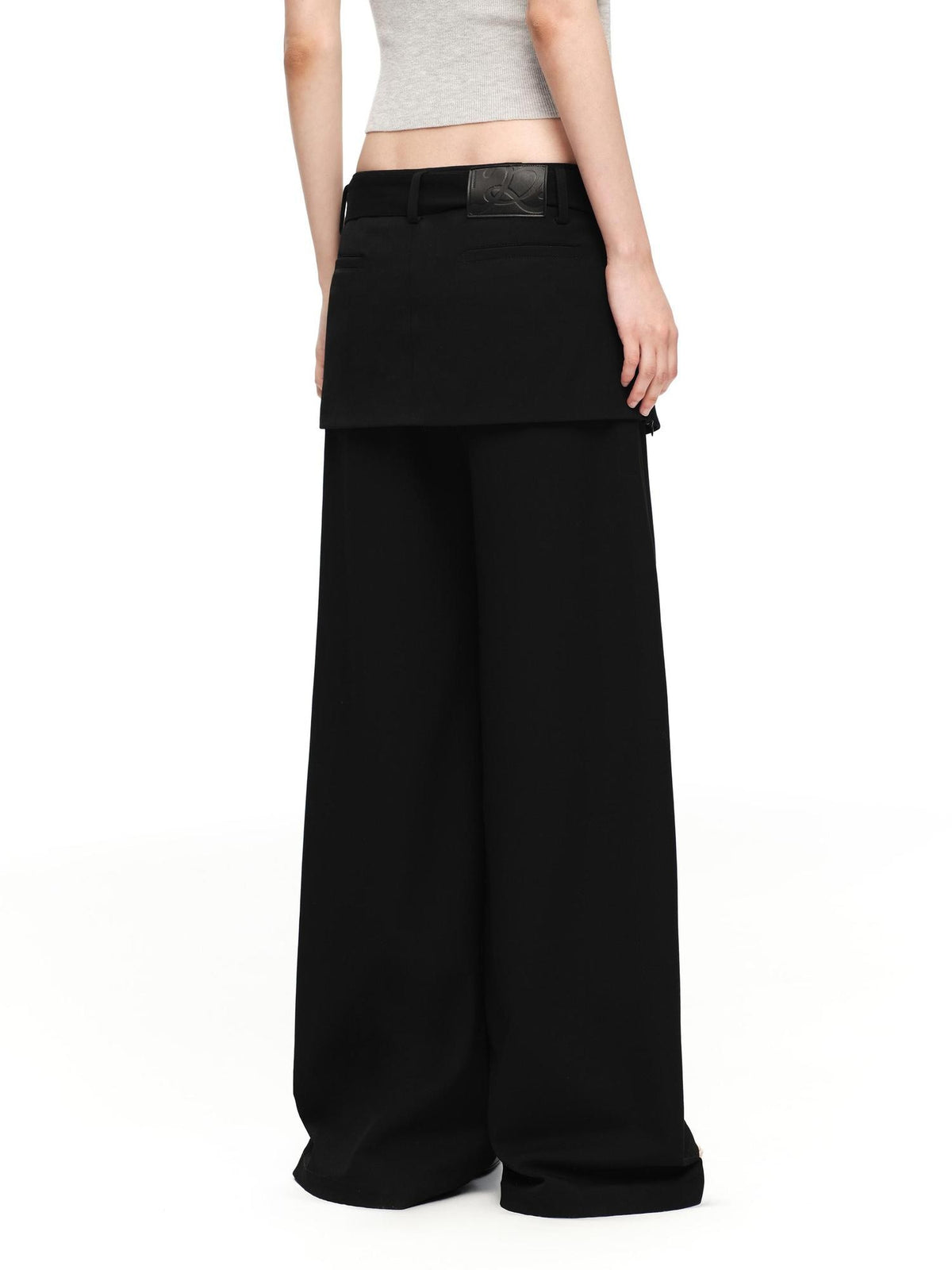 RUN TO THE FUTURE Black Faux Two Piece Wide Leg Women&