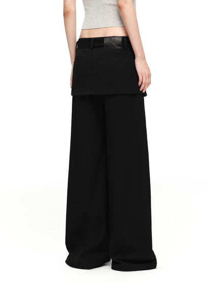 RUN TO THE FUTURE Black Faux Two Piece Wide Leg Women&