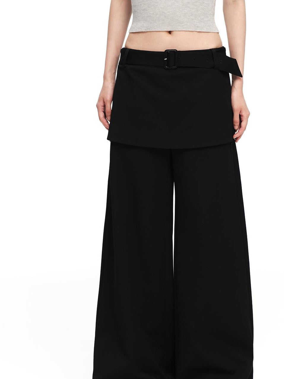 RUN TO THE FUTURE Black Faux Two Piece Wide Leg Women&