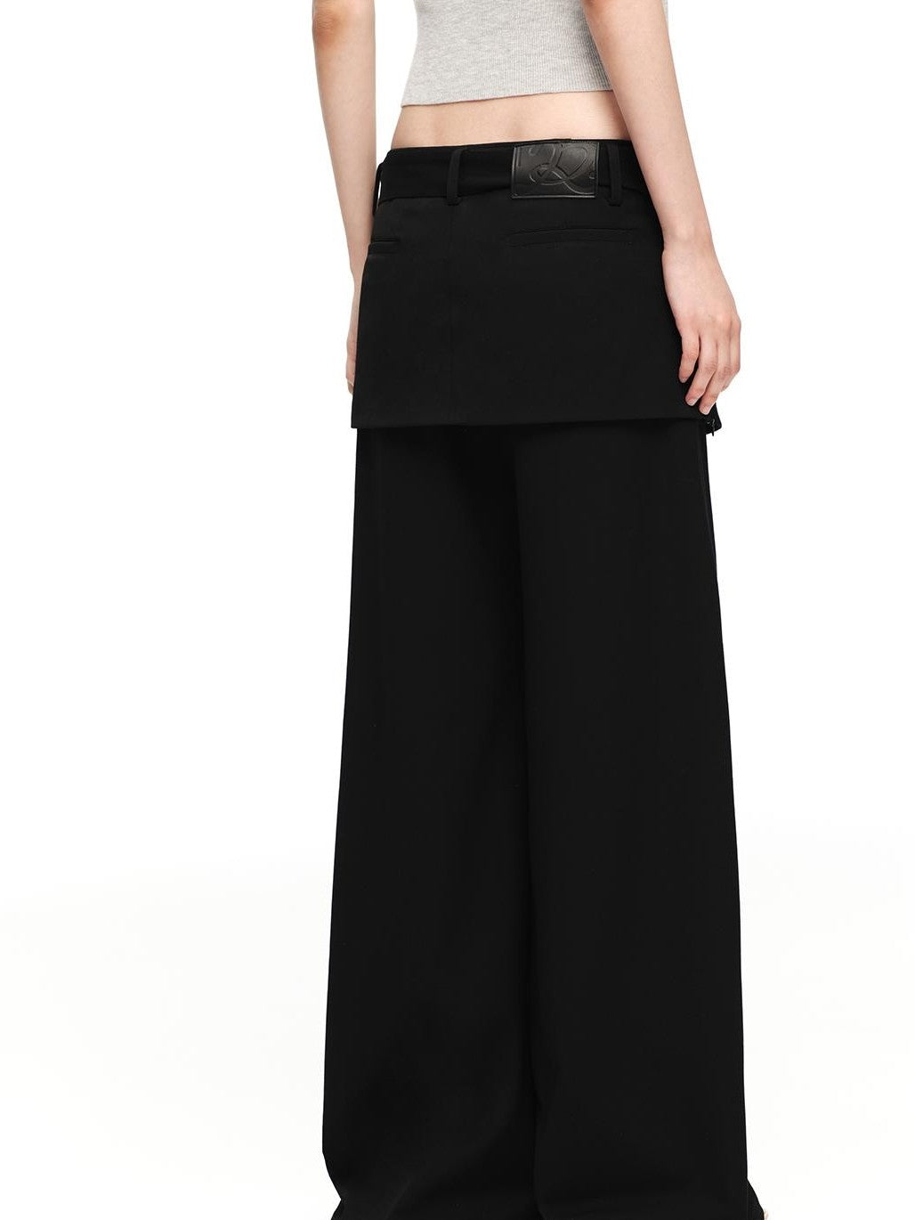 RUN TO THE FUTURE Black Faux Two Piece Wide Leg Women&