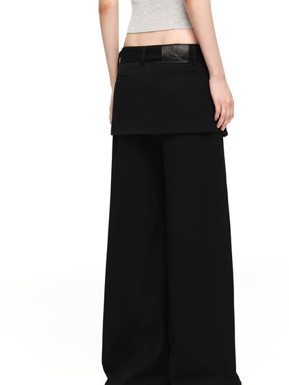 RUN TO THE FUTURE Black Faux Two Piece Wide Leg Women&