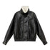 RUN_TO_THE_FUTURE_Black_Litchi_Textured_Fur_Collar_Loose_Fit_Women&
