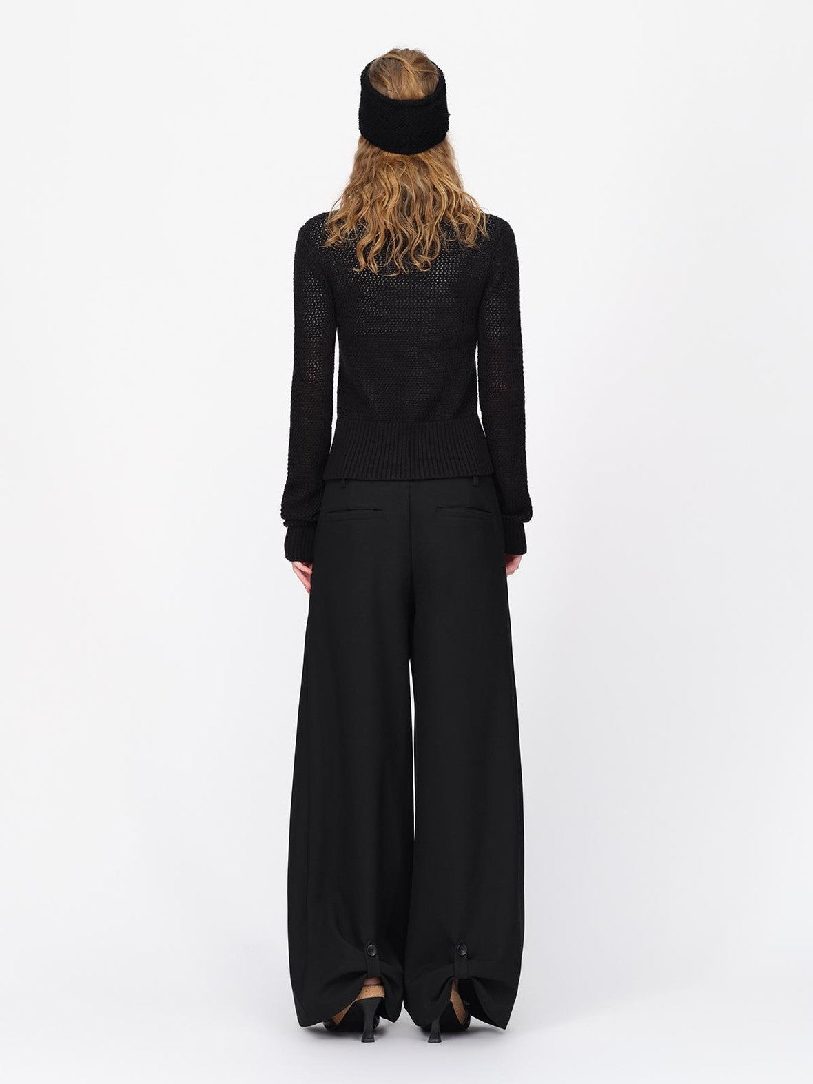 RUN TO THE FUTURE Black Minimalist Wide Leg Mid Low Rise Women&