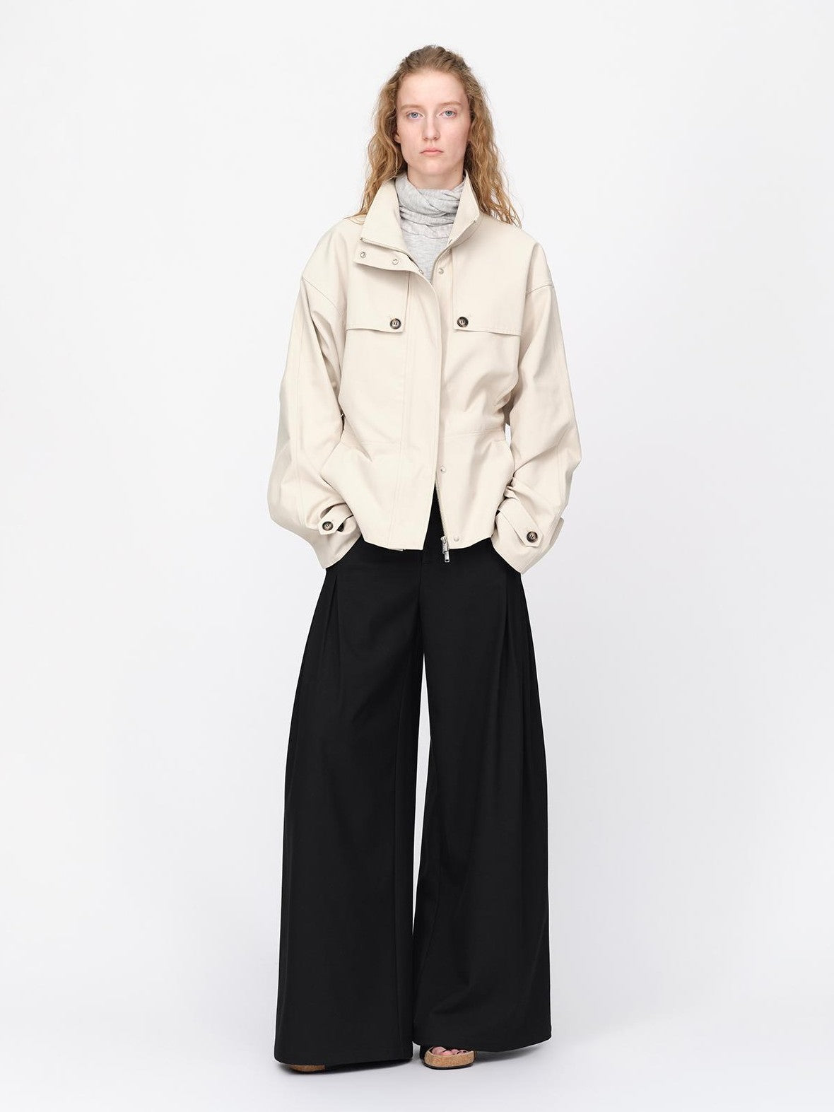 RUN TO THE FUTURE Black Minimalist Wide Leg Mid Low Rise Women&
