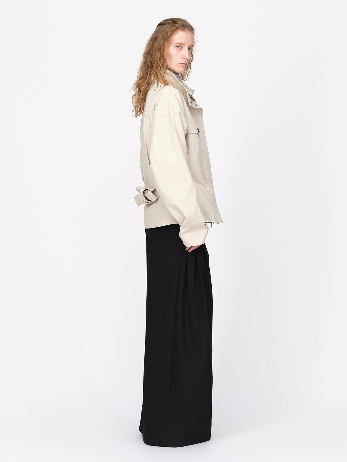 RUN TO THE FUTURE Black Minimalist Wide Leg Mid Low Rise Women&