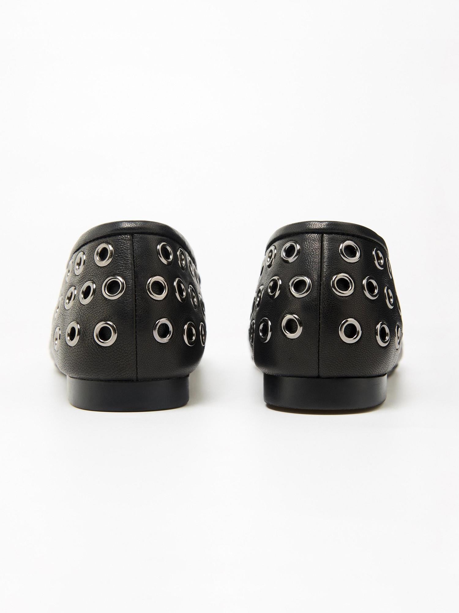 RUN TO THE FUTURE Black Studded Cutout Mary Jane Women&