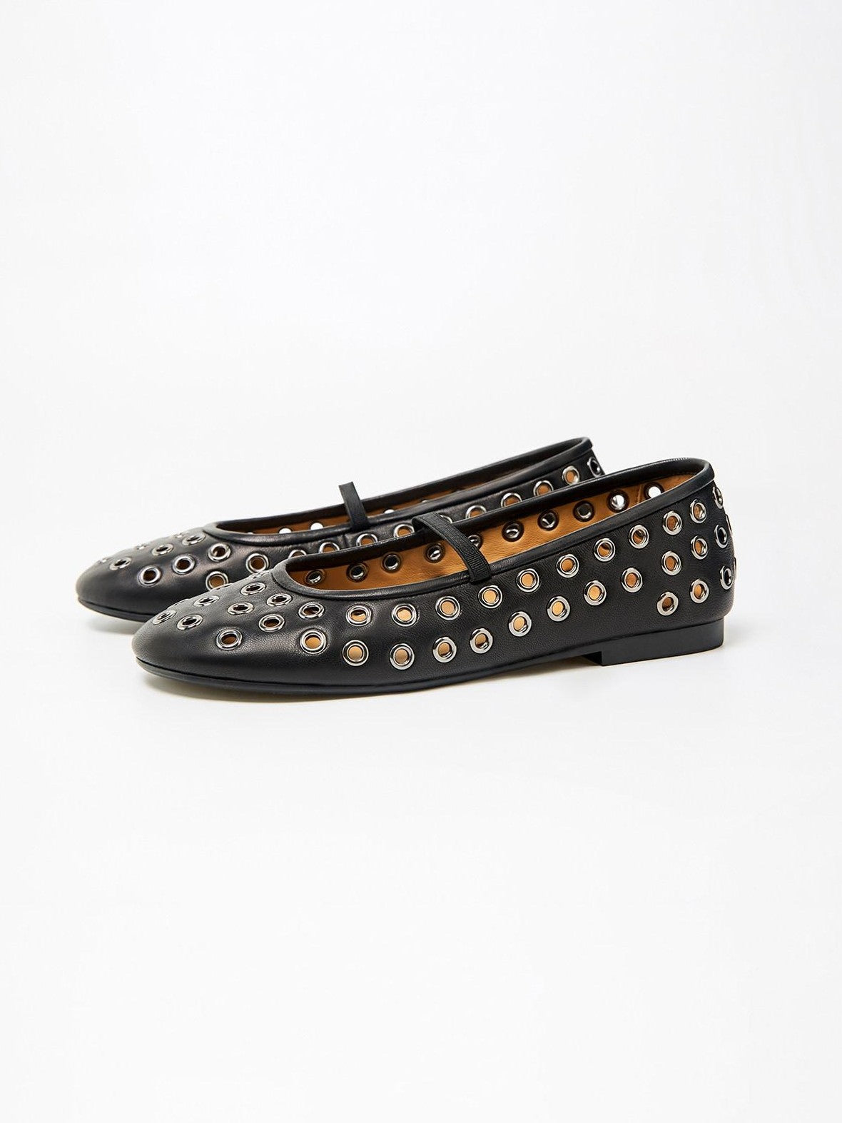 RUN TO THE FUTURE Black Studded Cutout Mary Jane Women&