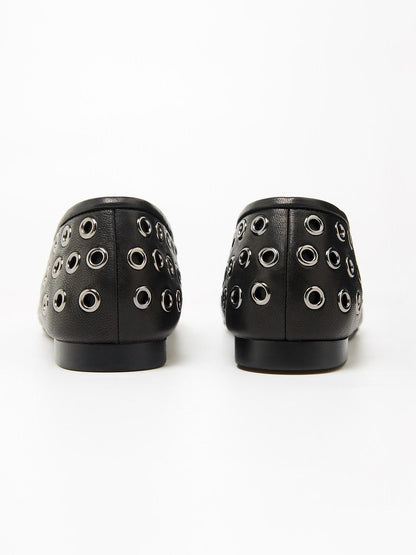 RUN TO THE FUTURE Black Studded Cutout Mary Jane Women&