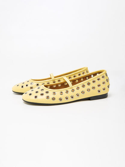 RUN TO THE FUTURE Black Studded Cutout Mary Jane Women&